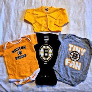 Boston Bruins baby bodysuit bundle 0-3 month, long sleeve top 6m VGUC